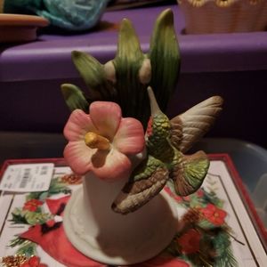 Ceramic Matte Hummingbird Bell Figurine